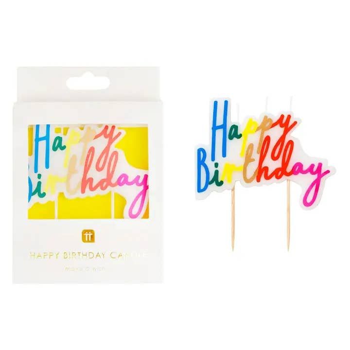 Rainbow Happy Birthday Candle Cake Topper