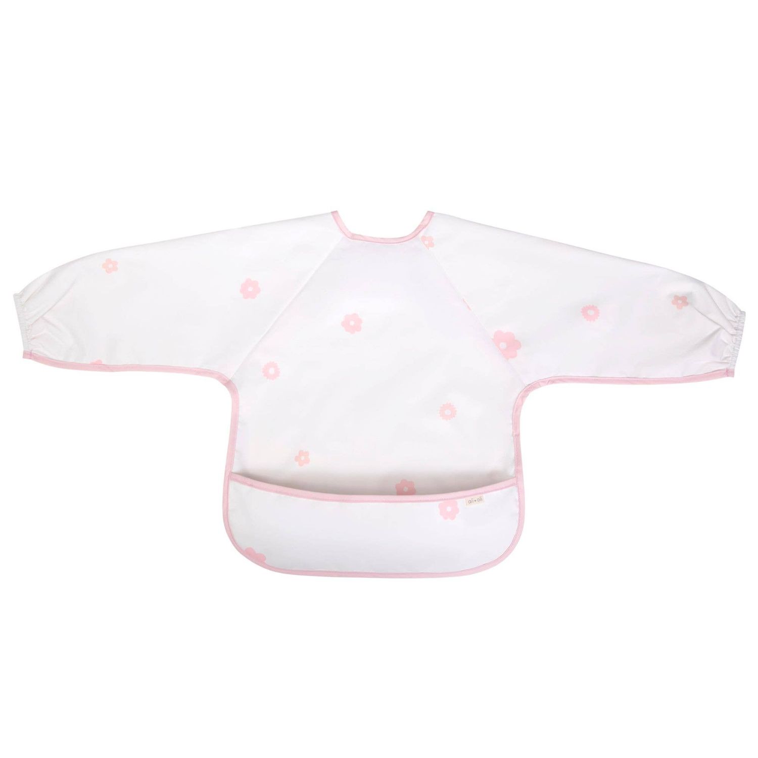 Smock Bib for Baby & Toddler Long Sleeve (Pink Flowers)