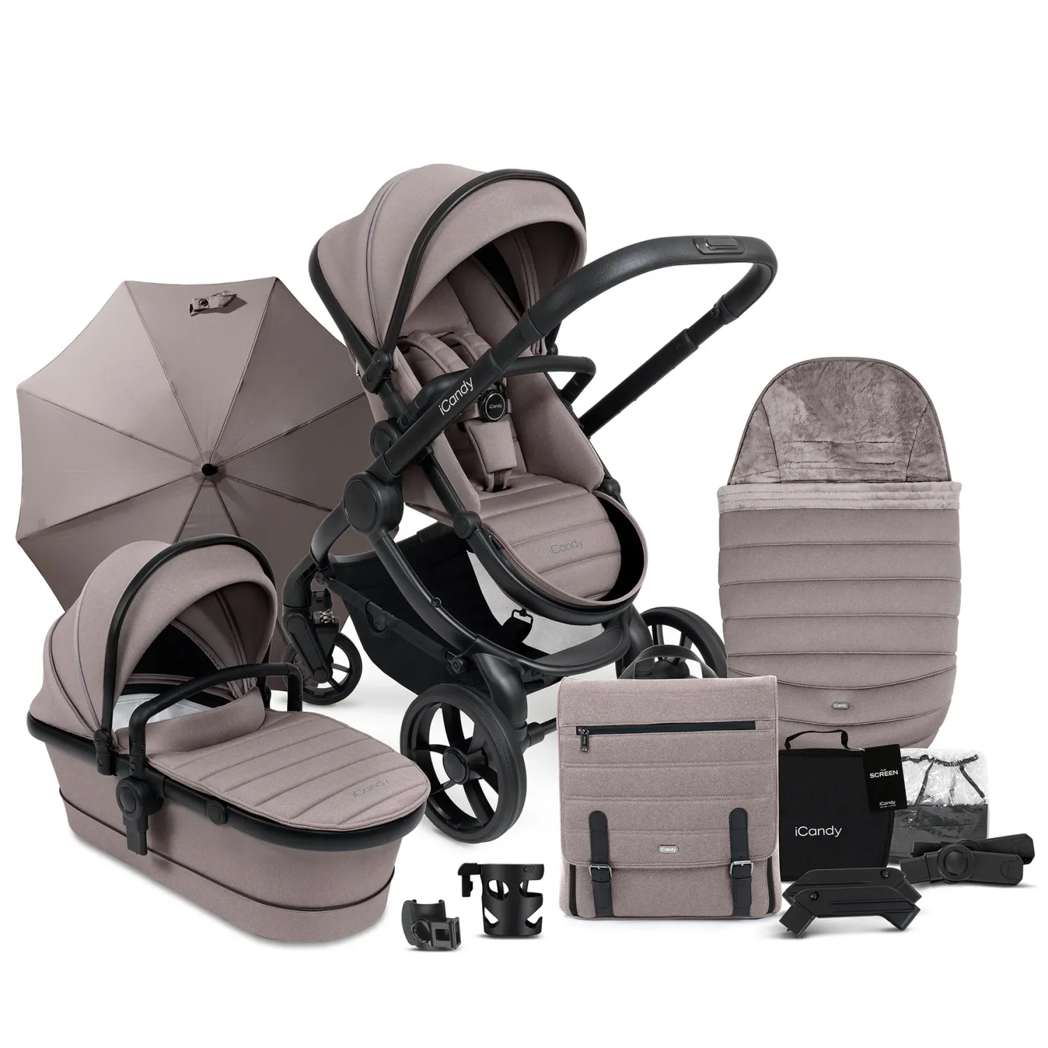 iCandy Peach 7 Pushchair and Carrycot Complete Bundle -Porcini