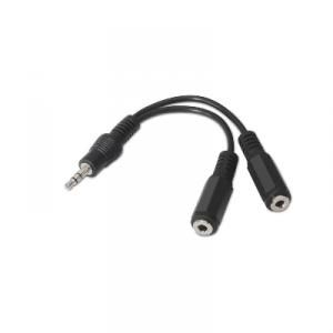 CABLE AUDIO ESTEREO 2xJACK 3.5/H-JACK 3.5/M NEGRO