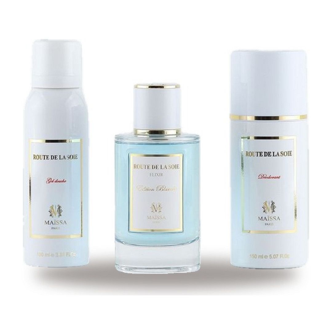Coffret Route de la Soie – Maison Maïssa (parfum 100 ml + déodorant + gel douche) Coffret Route de la Soie – Maison Maïssa (parfum 100 ml + déodorant + gel douche)