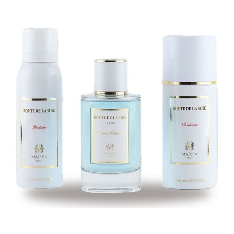 Coffret Route de la Soie – Maison Maïssa (parfum 100 ml + déodorant + gel douche) Coffret Route de la Soie – Maison Maïssa (parfum 100 ml + déodorant + gel douche)