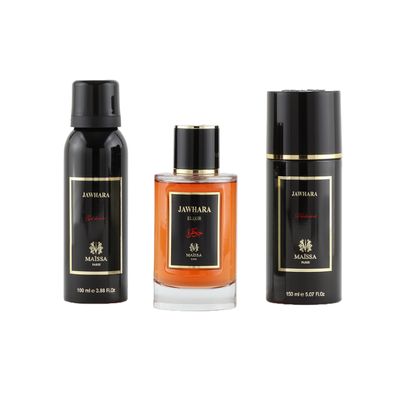 Coffret Jawhara Maïssa Paris parfum mixte 100 ml avec déodorant et gel douche
