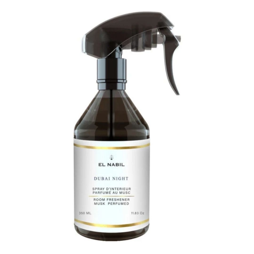 Parfum d’intérieur Dubai Night – El Nabil 350 ml Spray parfum d’intérieur Dubai Night El Nabil, flacon 350 ml