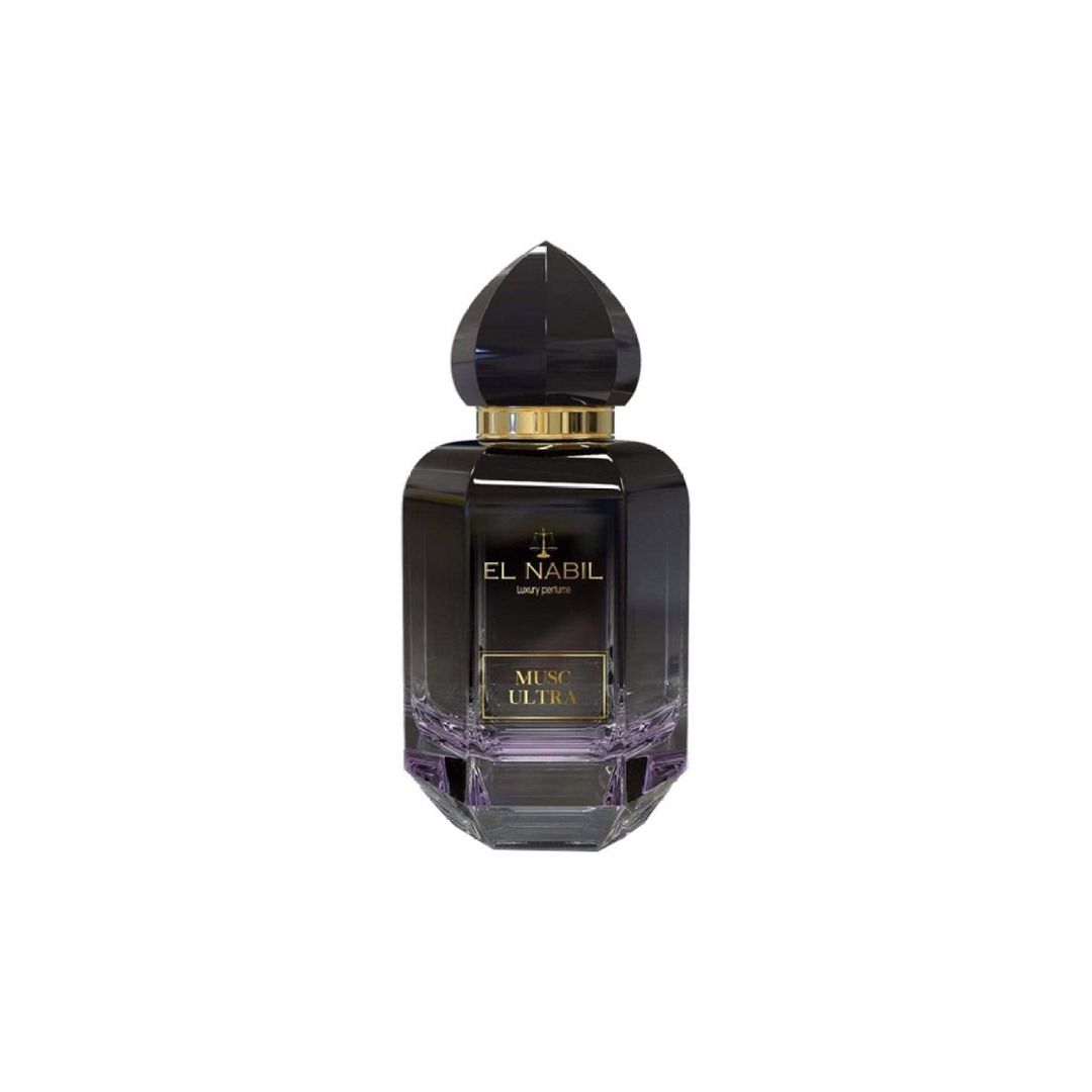 Musc Ultra d’El Nabil, eau de parfum 65 ml : flacon noir à facettes