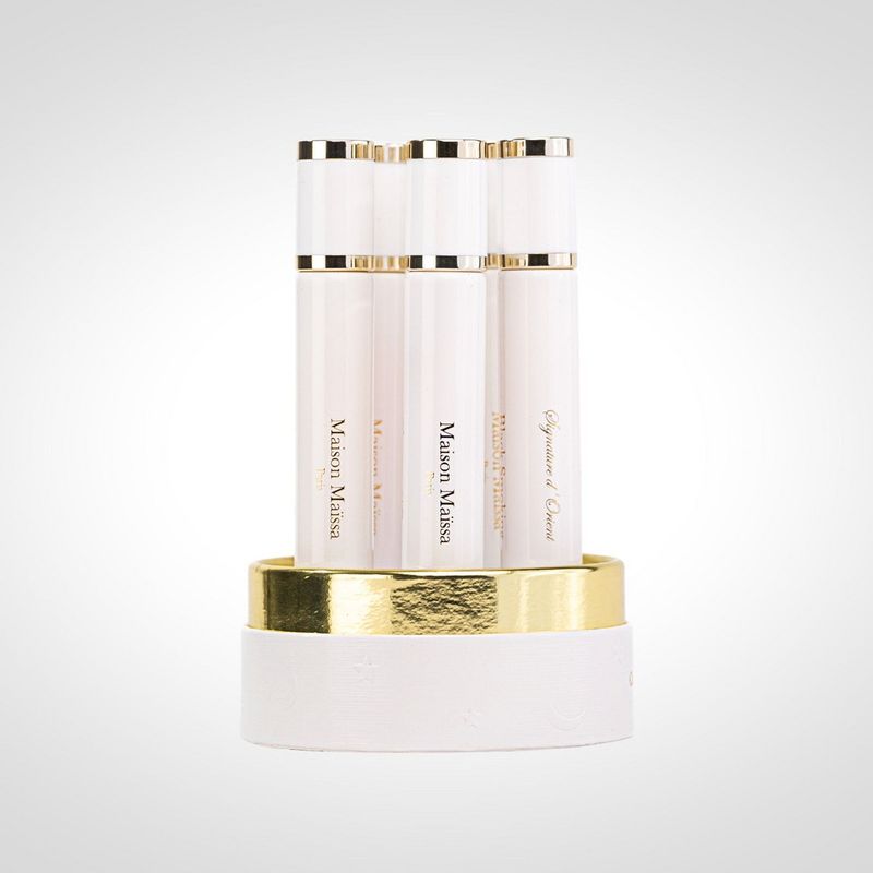 Coffret Best-Seller Signature d’Orient – Maison Maïssa (5 parfums 20 ml) Coffret Signature d’Orient Maison Maïssa ouvert : 5 flacons de 20 ml