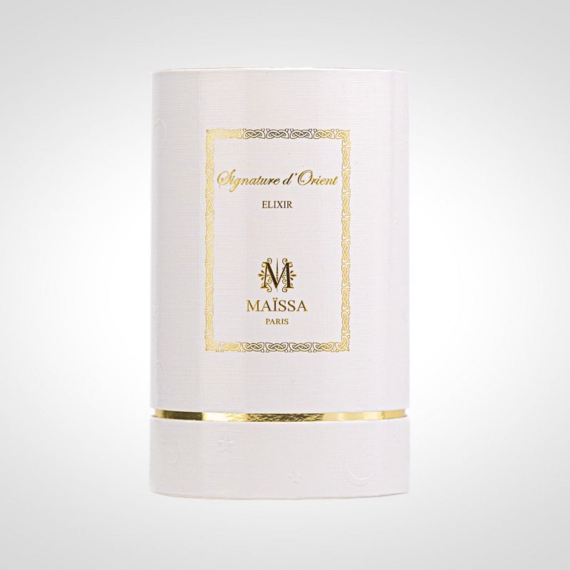 Coffret Best-Seller Signature d’Orient Maison Maïssa fermé, écrin blanc et or