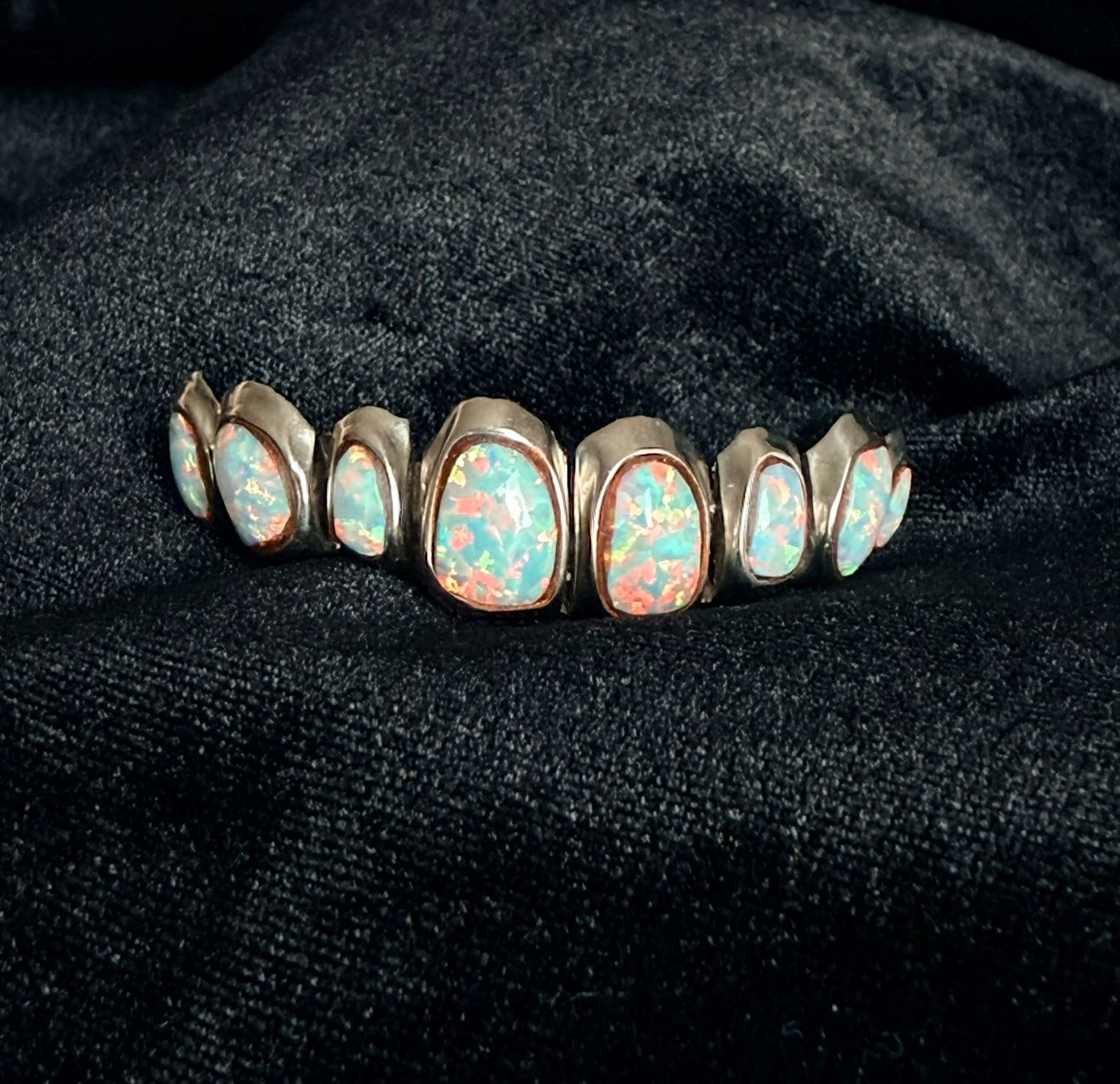 Custom 8 Top White Gold and Opal Grillz (1 of 1)
