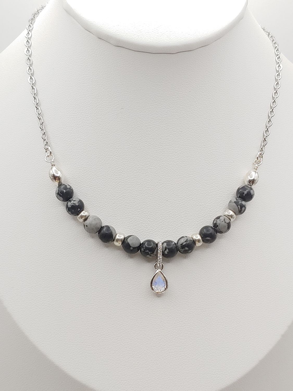 Snowflake Obsidian + Moonstone