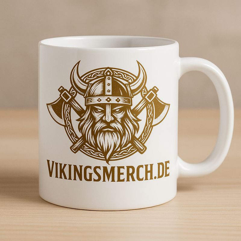 Weiße Tasse mit Deinem eigenem Logo.