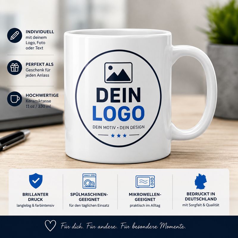Tasse individuell bedrucken – mit eigenem Foto, Logo oder Text
