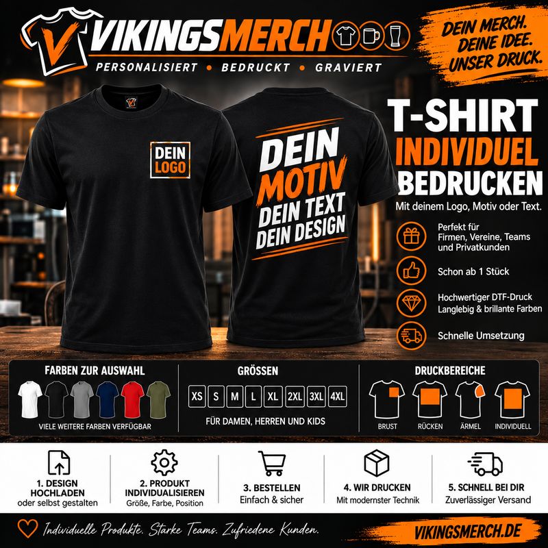 T-Shirt individuell bedrucken – mit eigenem Logo, Motiv oder Text