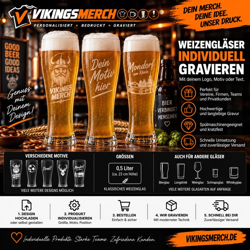 Weizenglas mit eigener Gravur – Logo, Name oder Wunschtext