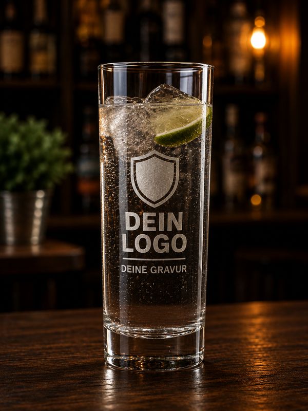 Longdrinkglas mit eigener Gravur – Logo, Name oder Wunschtext