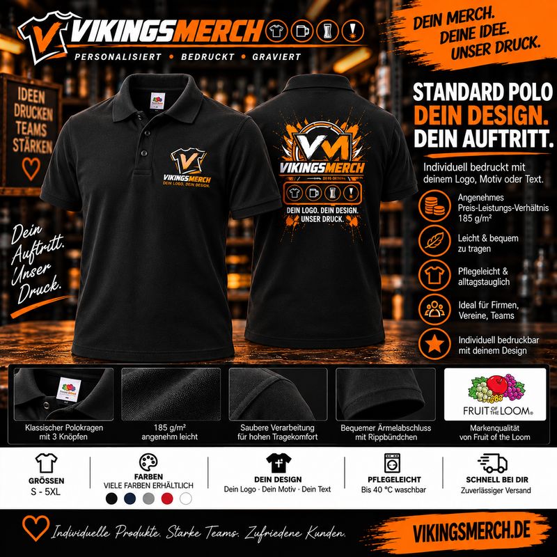 Poloshirt Standard individuell bedruckt – 185 g/m²