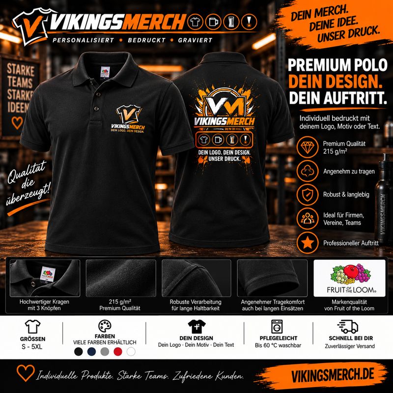 Poloshirt Premium individuell bedruckt – 215 g/m²