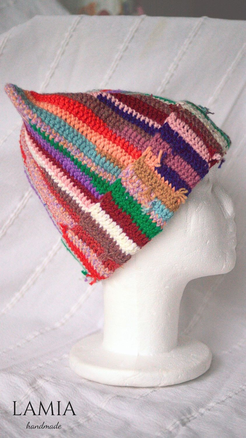 Czapka kot - boho - kolorowa