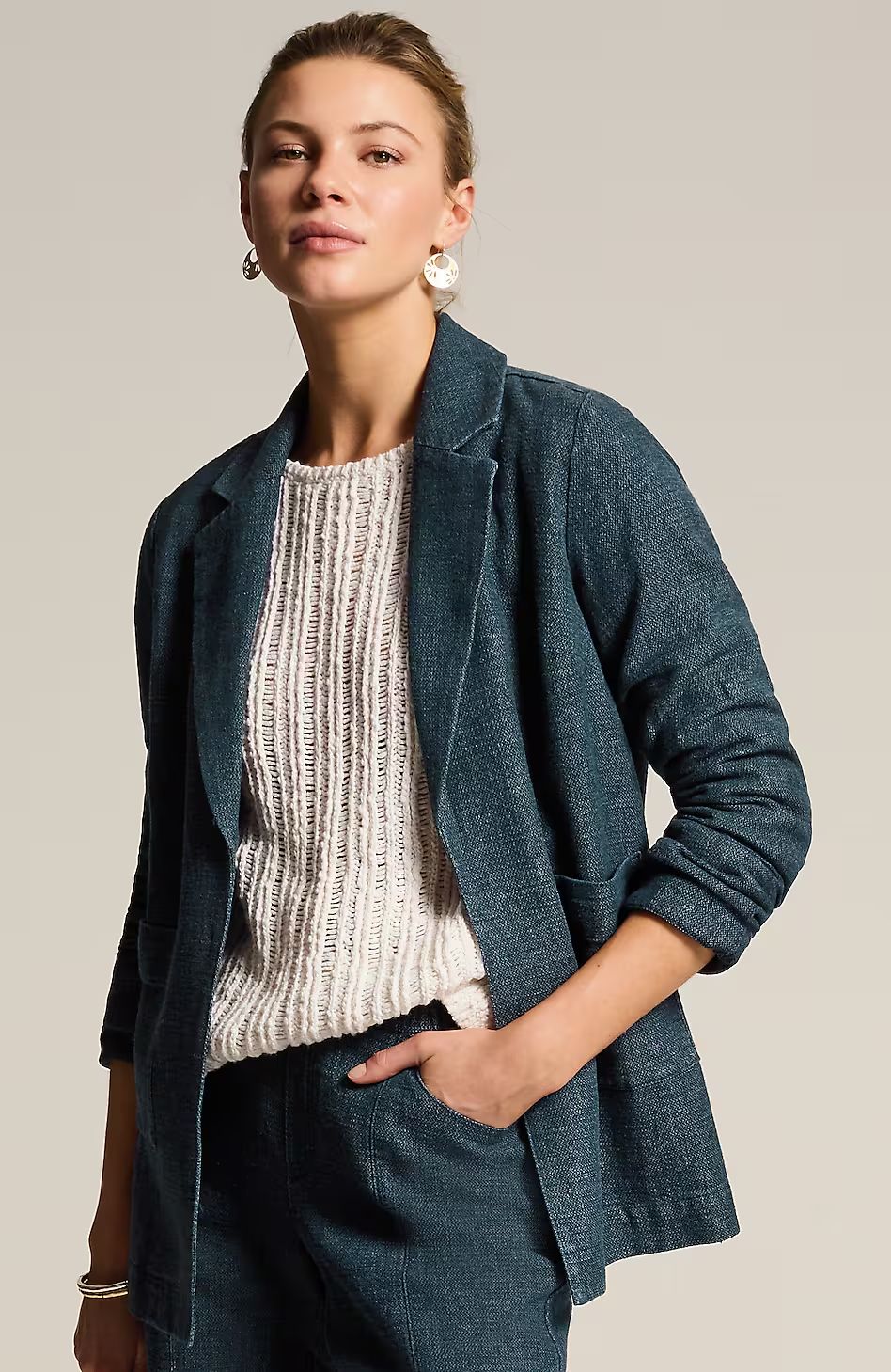 Pure Jill Indigo Open-Front Jacket