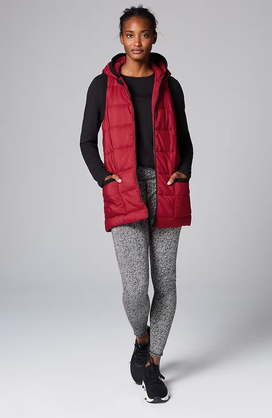 Fit Rib-Trimmed Hooded Puffer Vest