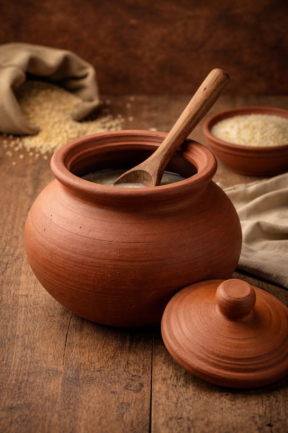 Traditional Indian Mud Pot (Matka) for Ambali for 3-4 Persons - HANDMADE Traditional