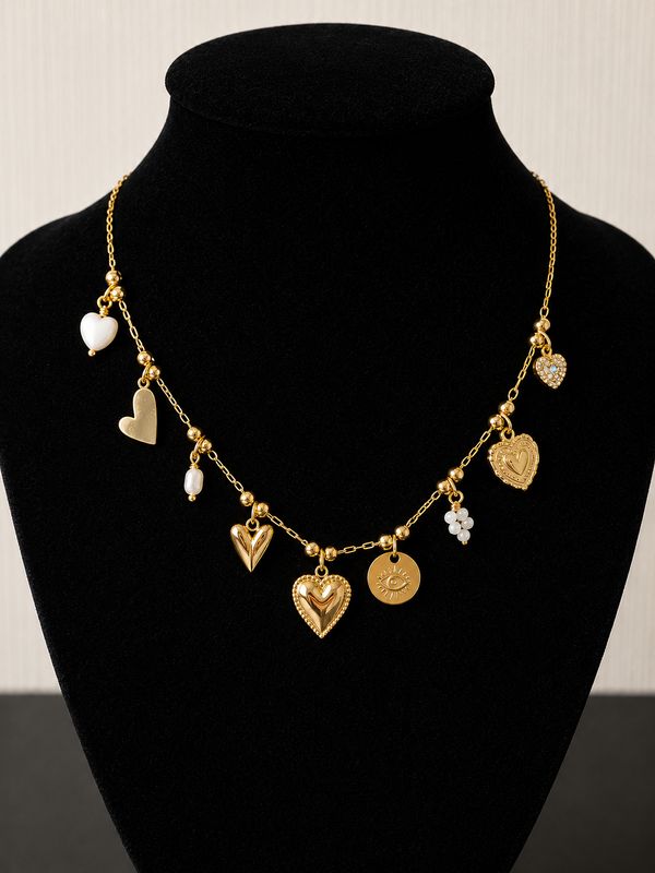 COLLIER ACIER INOXYDABLE AMOUR SACRE 9 BRELOQUES