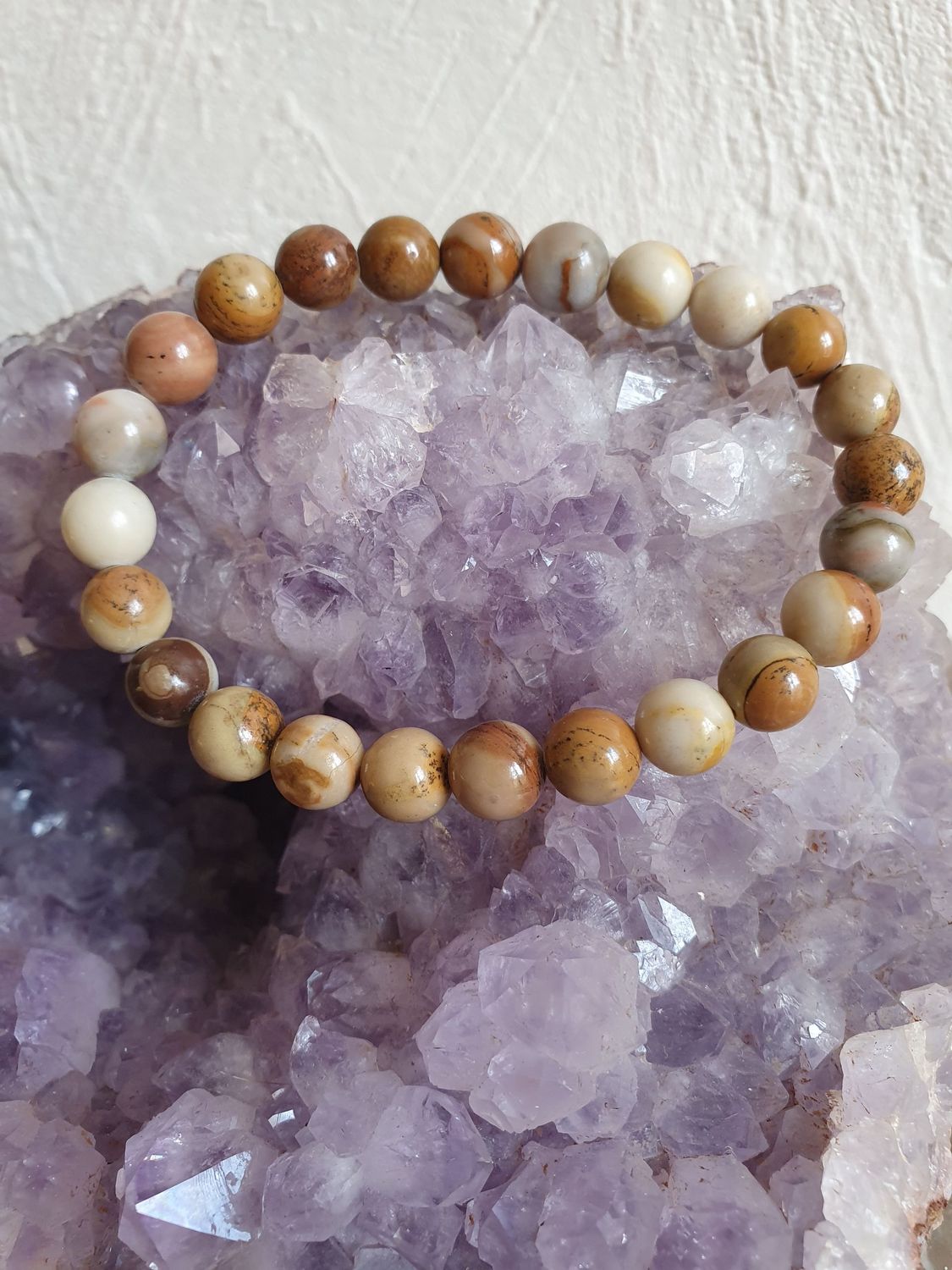 Bracelet Jaspe Paysage 16 cm perles 8 mm Bracelet Jaspe Paysage 16 cm perles 8 mm