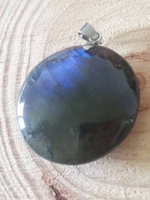Pendentif Rond Labradorite - Argent - 4 cm Pendentif Rond Labradorite - Argent - 4 cm