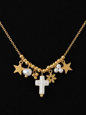 Collier Grigri Céleste - Acier inoxydable doré Collier Grigri Céleste - Acier inoxydable doré