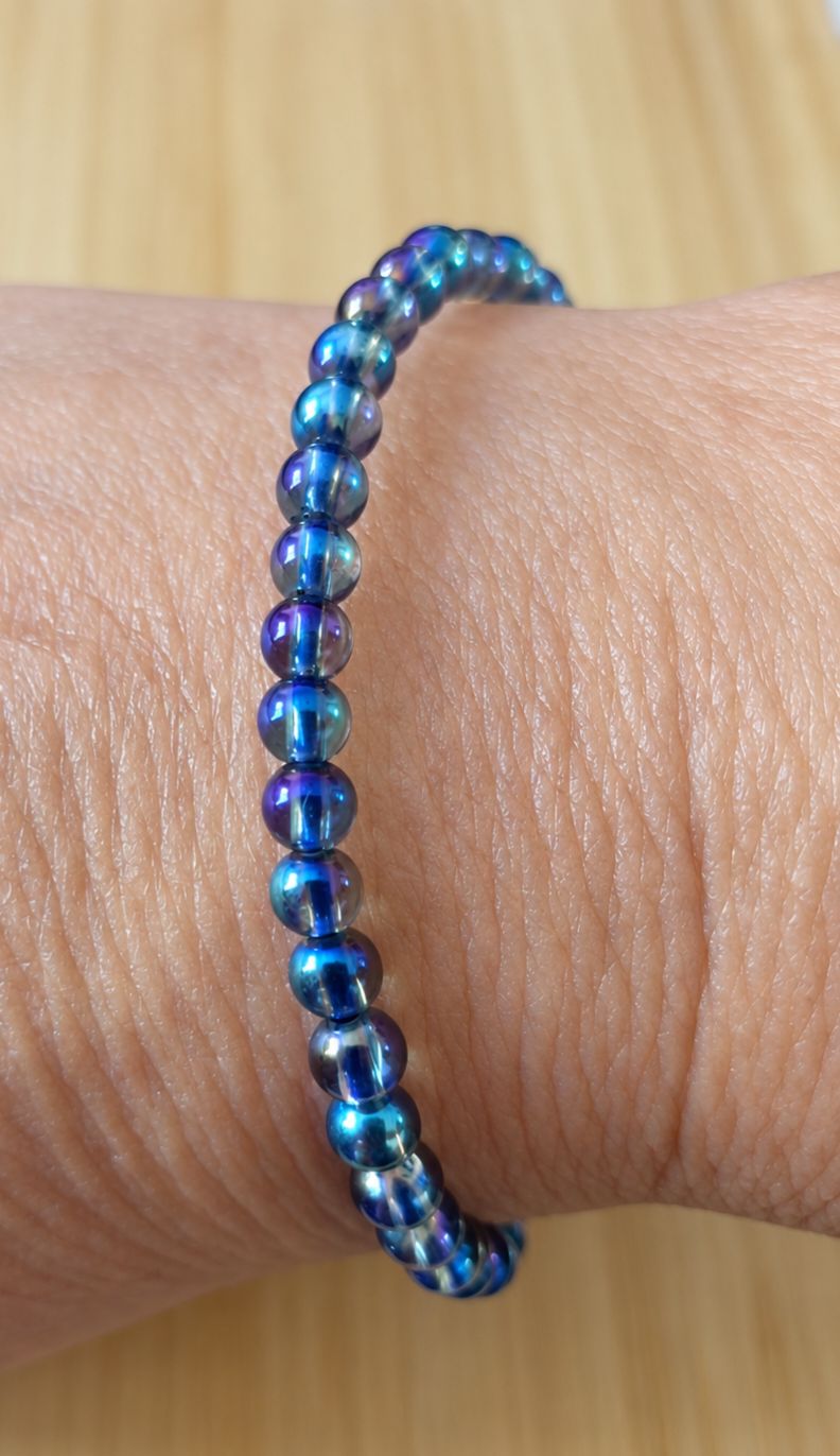 Bracelet Cristal de Roche - Aqua Aura - Lumière et Elévation Bracelet Cristal de Roche - Aqua Aura - Lumière et Elévation