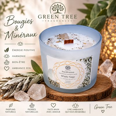 BOUGIE PURIFICATION - SAUGE BLANCHE ET SELENITE BOUGIE PURIFICATION - SAUGE BLANCHE ET SELENITE