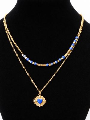 COLLIER DOUBLE EN PIERRE NATURELLE – COEUR DORE COLLIER DOUBLE EN PIERRE NATURELLE – COEUR DORE