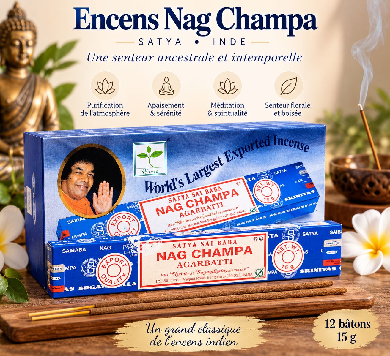 ENCENS SATYA NAG CHAMPA - SERENITE ET HARMONIE