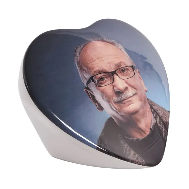 Porselein Hart ornament met portretfoto 16x16cm