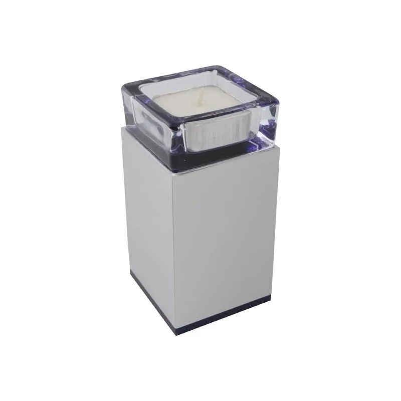 Urn met waxinehouder in satijn: Square met Paars glas Urn met waxinehouder in satijn: Square met Paars glas