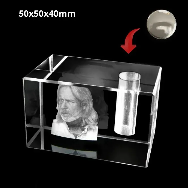 FotoGlas urn + zilver afsluitdop Blanco