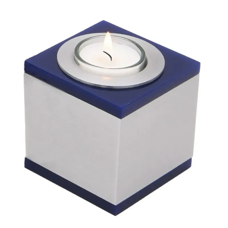 Urn met waxinehouder Qube donkerblauw