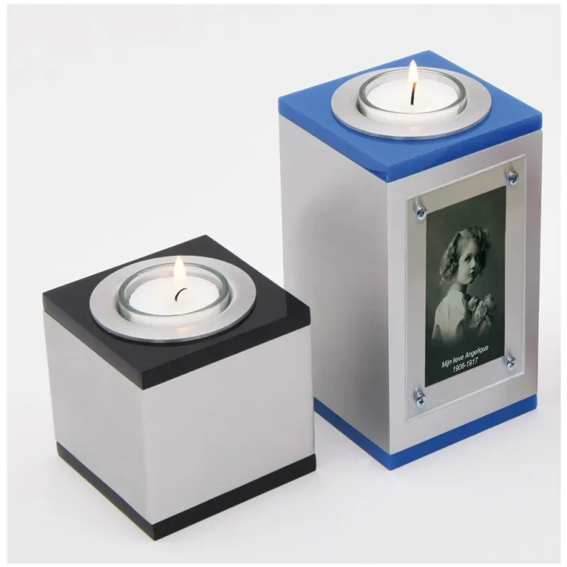 Urn met waxinehouder Qube Zwart