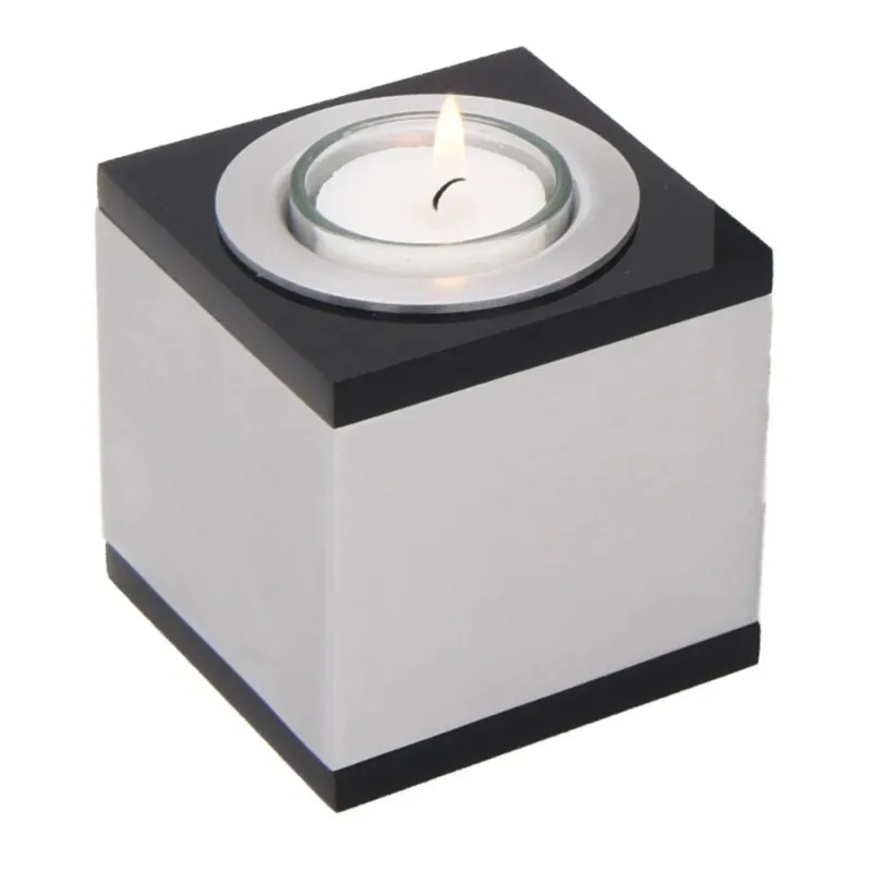Urn met waxinehouder Qube Zwart