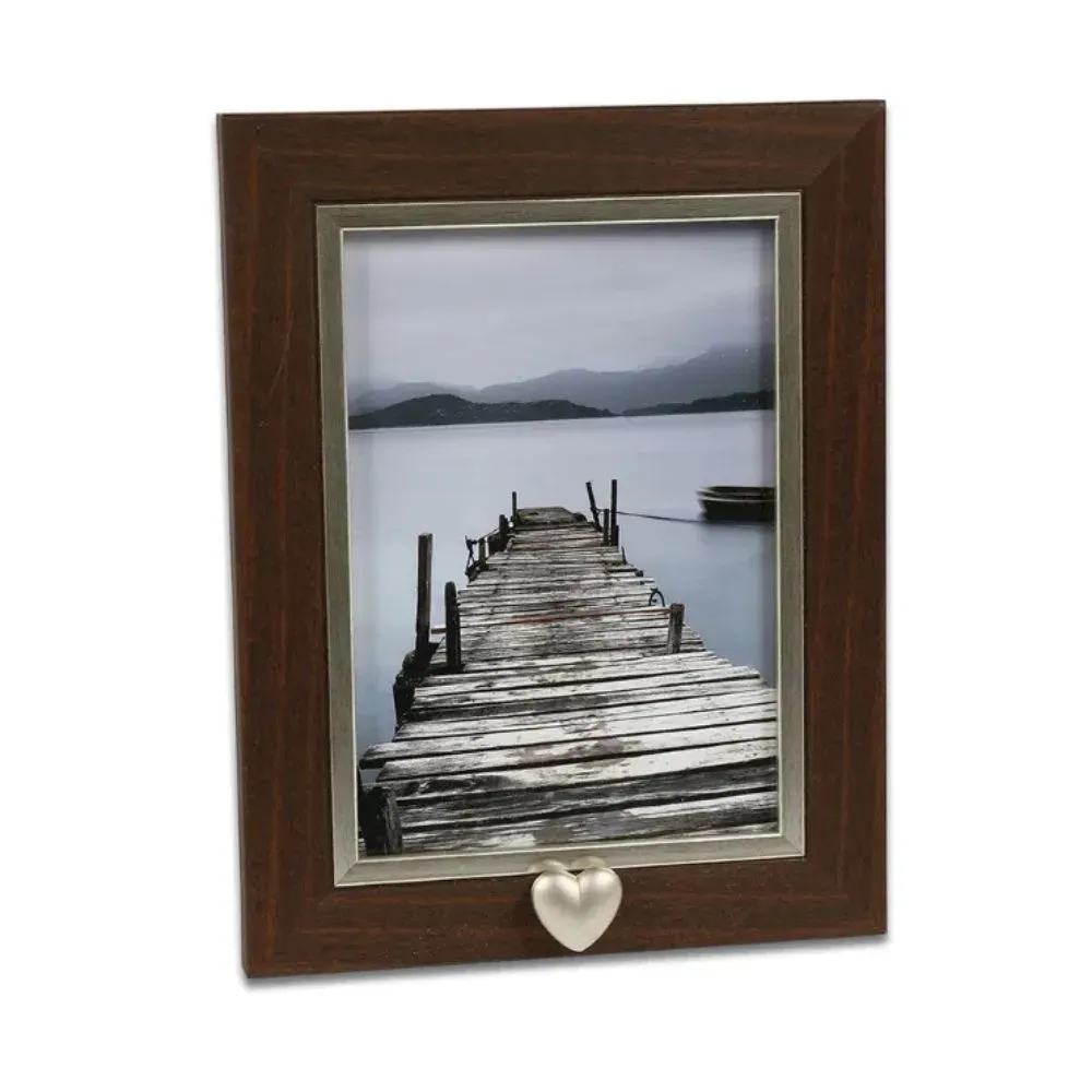 Fotolijst met Bruin en zilverbies kader + Hart urn