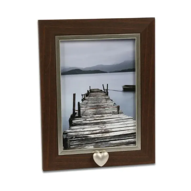 Fotolijst met Bruin en zilverbies kader + Hart urn