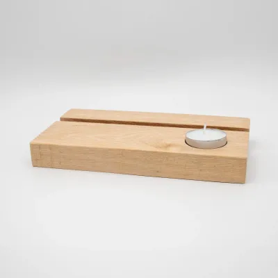 Standaard 21x11cm in Eikenhout + waxinehouder Standaard 21x11cm in Eikenhout + waxinehouder