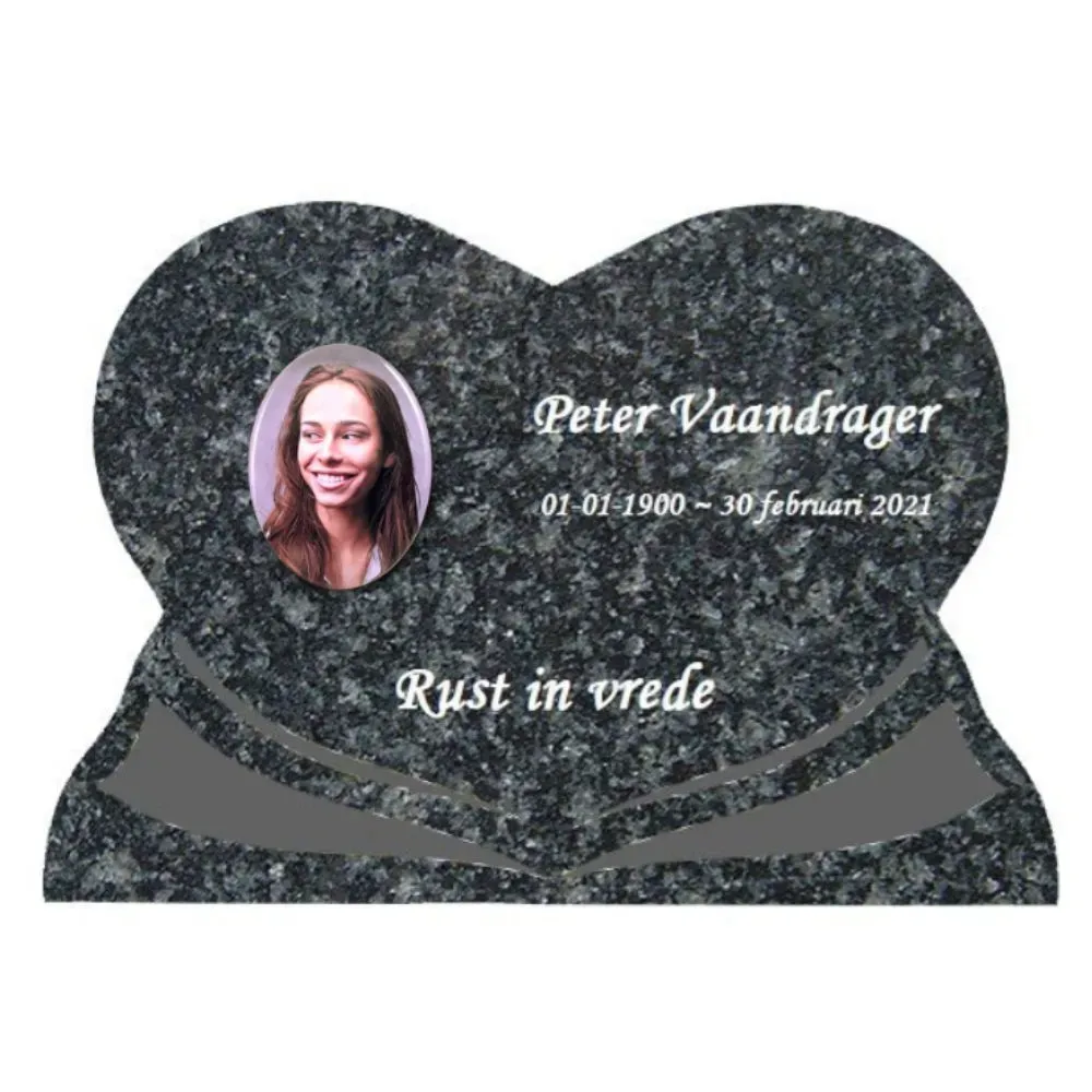 Gedenksteen Hart 30x40cm met Ovaal fotokeramiek