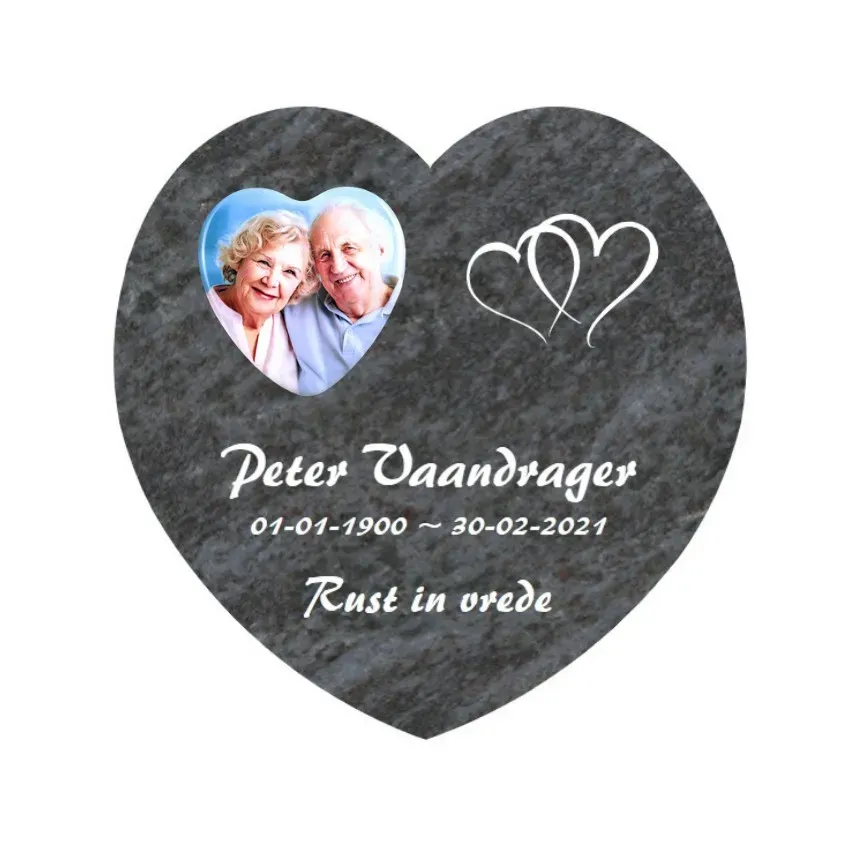 Gedenksteen Hart 25x25cm met Fotokeramiek