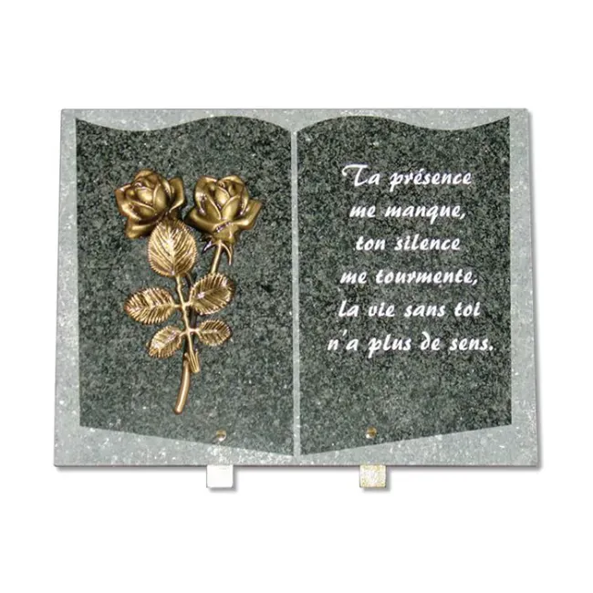 Gedenksteen 30x40cm met bronzen rozen