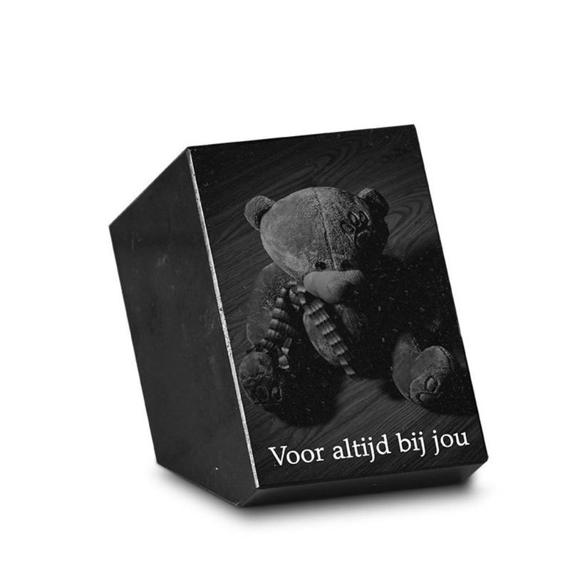 Gedenksteen 8x11x8cm: tekst + laserfoto geheel dekkend