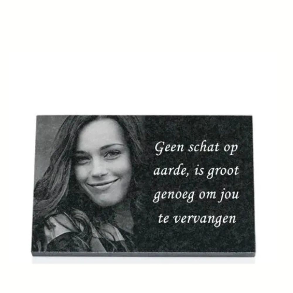 Gedenkplaat 20x30cm: tekst + laserfoto persoon