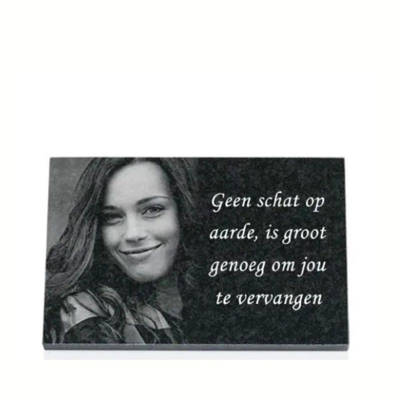 Gedenkplaat 20x30cm: tekst + laserfoto persoon
