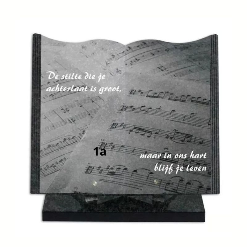 Gedenkmonument Boek 35x30cm: tekst + laserfoto geheel dekkend