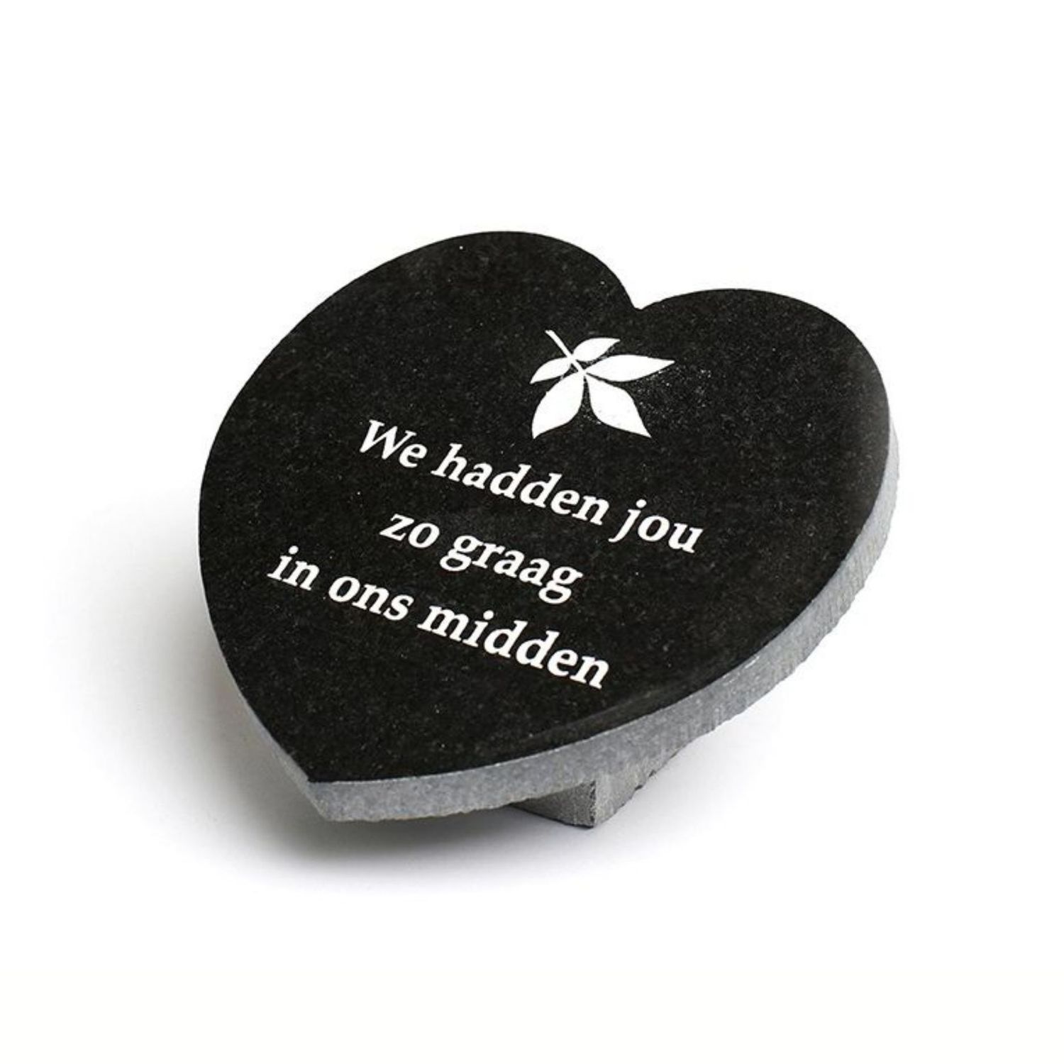 Gedenksteen Hart 12x12cm + Boomblad: Wij Hadden Jouw Zo Graag