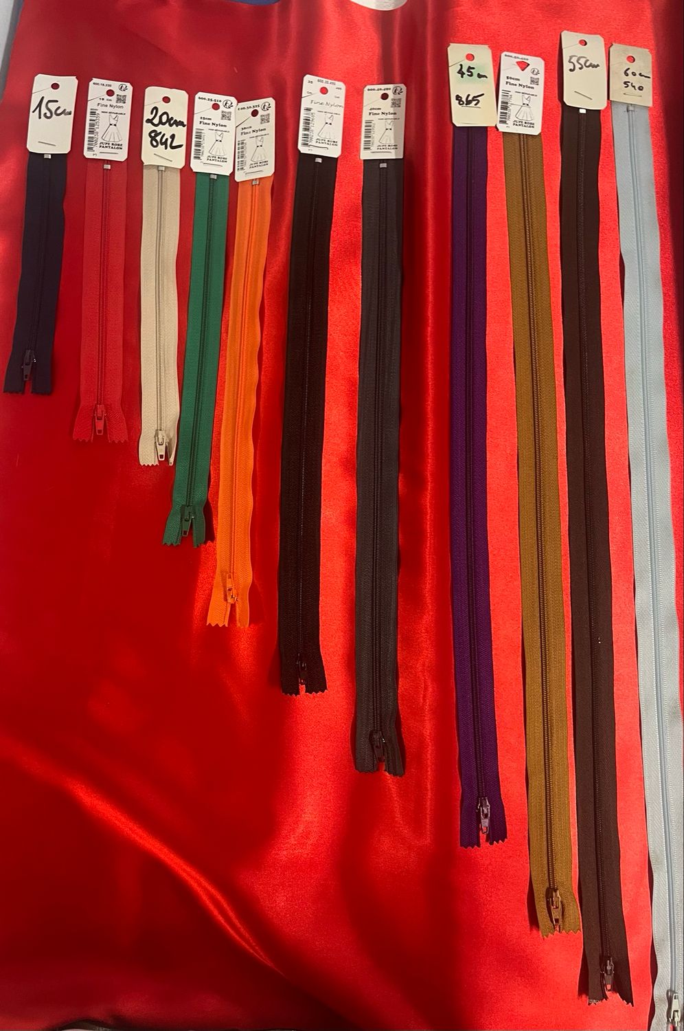 Fermetures nylon couleur